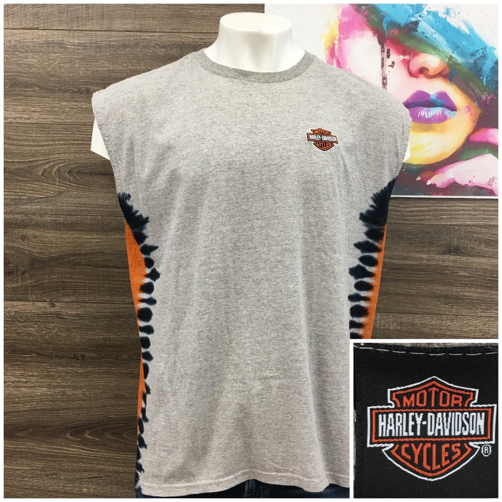 Harley Davidson‎ Reno Nevada Sleeveless T-Shirt Mens XL Gray Tie Dye Muscle Tank